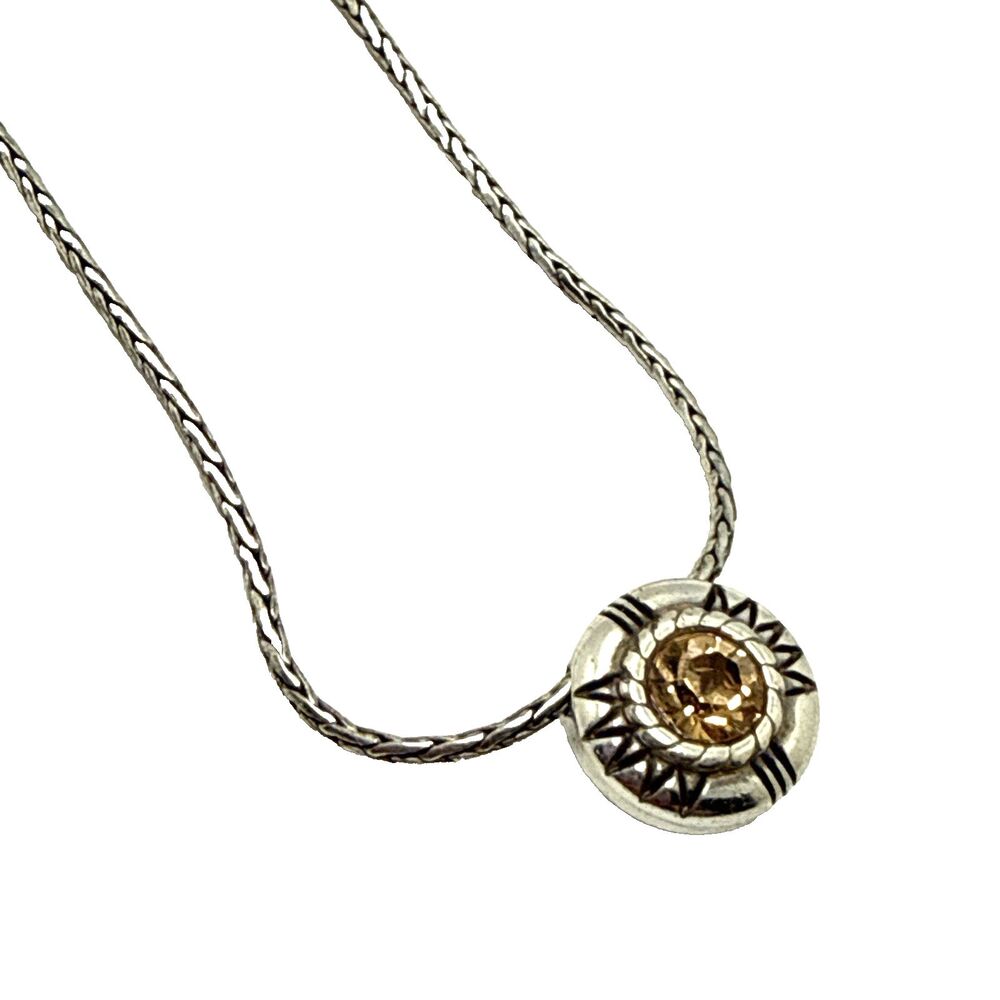 BRIGHTON FORTINO Reversible Pendant Necklace Citrine Clear Crystals 16" - 18"